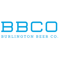 Burlington Beer Company logo. A blue serif font reads "BBCO" in large letters. In smaller letters below: "Burlington Beer Co."