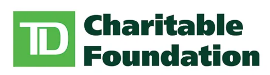 Logo for TD Charitable Foundation. The letters TD are in white inside a green box on the left hand side. The words Charitable Foundation are in dark blue stacked on top of one another on the right hand side.